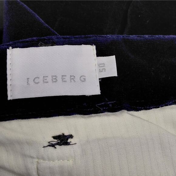 Iceberg Pants Mens 50(US 34) Navy Blue Velvet Dress Trouser Made in Italy NWT - Picture 5 of 9